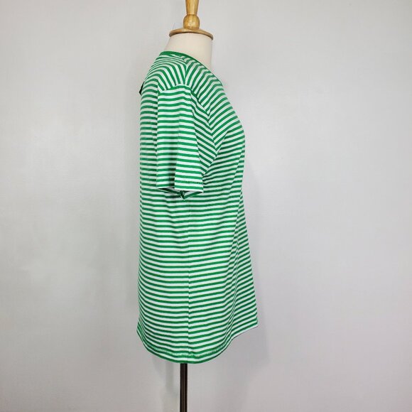 Denim & Flower Cotton Green White Striped "Lucky" St. Patrick's Day Top Size M - Picture 6 of 16
